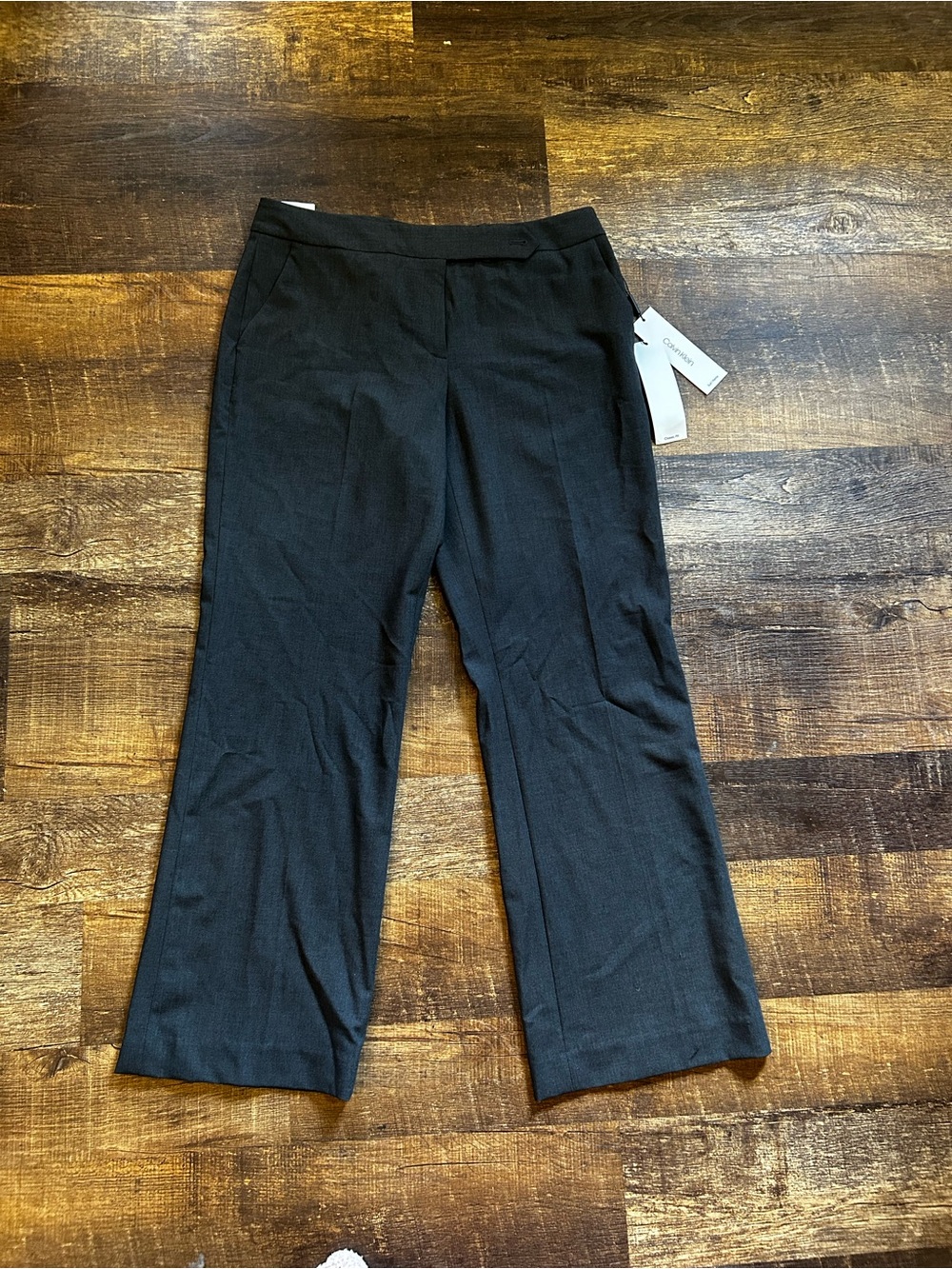 Calvin Klein Classic Fit Dark Gray Straight-Leg Trousers